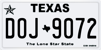 TX license plate DOJ9072