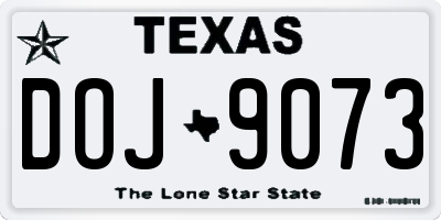 TX license plate DOJ9073