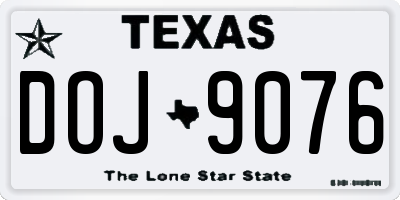 TX license plate DOJ9076
