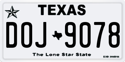 TX license plate DOJ9078