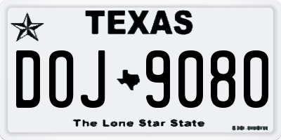 TX license plate DOJ9080