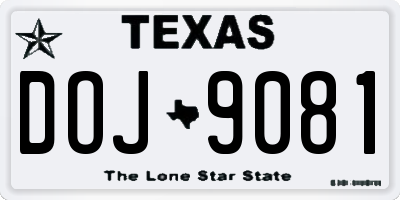 TX license plate DOJ9081