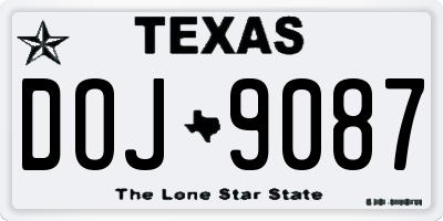 TX license plate DOJ9087