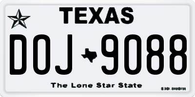 TX license plate DOJ9088