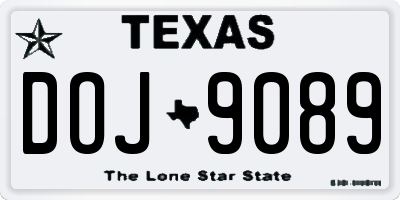 TX license plate DOJ9089