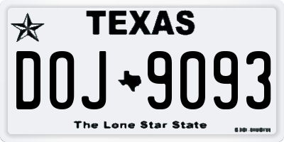 TX license plate DOJ9093