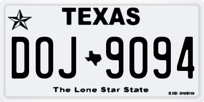TX license plate DOJ9094