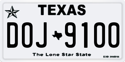 TX license plate DOJ9100