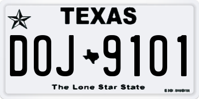 TX license plate DOJ9101