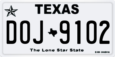 TX license plate DOJ9102