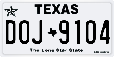 TX license plate DOJ9104