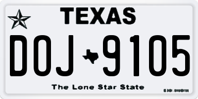 TX license plate DOJ9105
