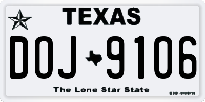 TX license plate DOJ9106