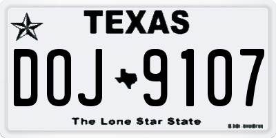 TX license plate DOJ9107