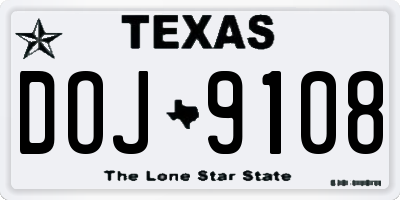 TX license plate DOJ9108