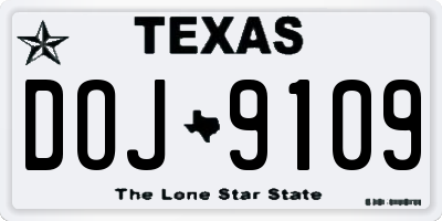 TX license plate DOJ9109