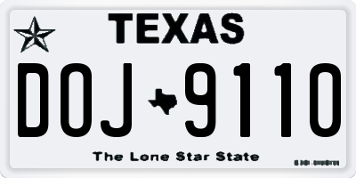 TX license plate DOJ9110