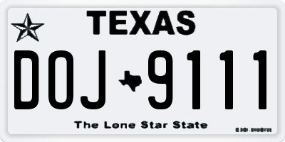 TX license plate DOJ9111