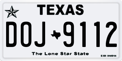 TX license plate DOJ9112