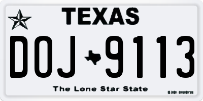 TX license plate DOJ9113