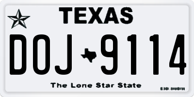 TX license plate DOJ9114