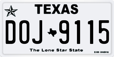 TX license plate DOJ9115