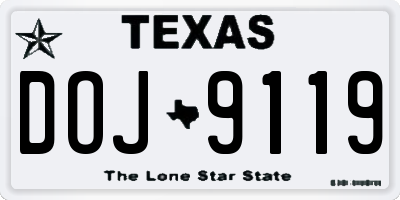 TX license plate DOJ9119