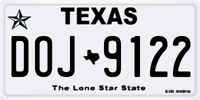 TX license plate DOJ9122