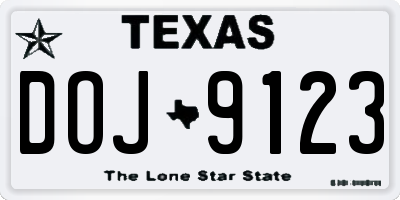 TX license plate DOJ9123