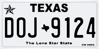 TX license plate DOJ9124