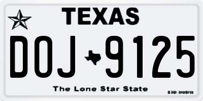 TX license plate DOJ9125