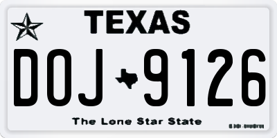 TX license plate DOJ9126