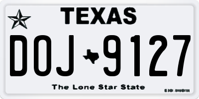 TX license plate DOJ9127