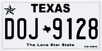TX license plate DOJ9128