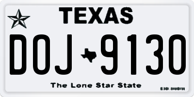 TX license plate DOJ9130