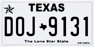 TX license plate DOJ9131
