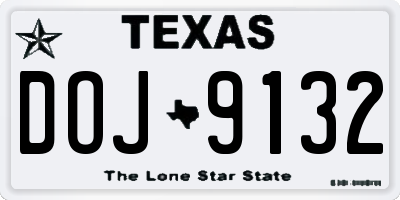 TX license plate DOJ9132