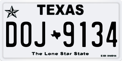 TX license plate DOJ9134