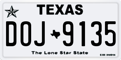 TX license plate DOJ9135