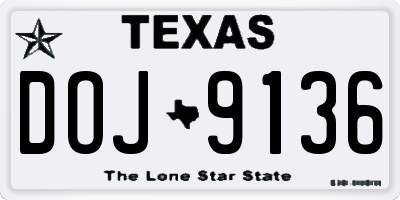 TX license plate DOJ9136