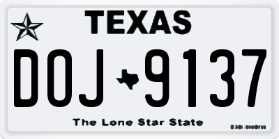 TX license plate DOJ9137