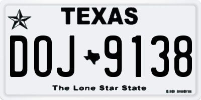 TX license plate DOJ9138