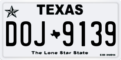 TX license plate DOJ9139