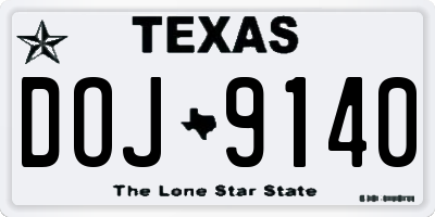 TX license plate DOJ9140