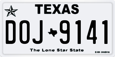 TX license plate DOJ9141