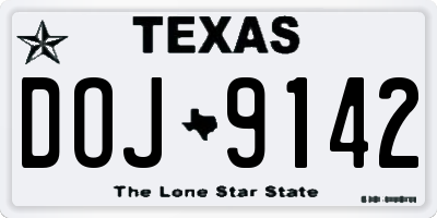 TX license plate DOJ9142