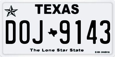 TX license plate DOJ9143