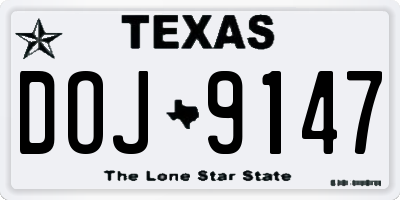 TX license plate DOJ9147
