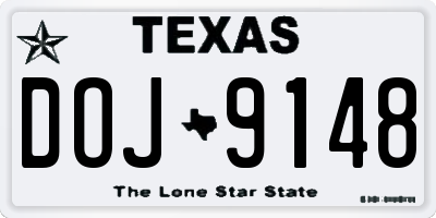 TX license plate DOJ9148