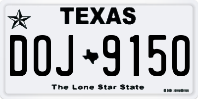 TX license plate DOJ9150